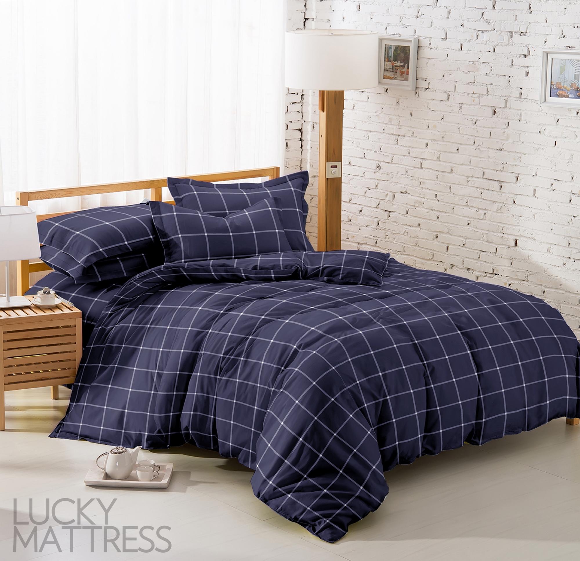 LUCKY ผ้าปูที่นอน 5 / 6 ฟุต 5 ชิ้น รุ่น CLASSIC PRINT ลาย Window Pane