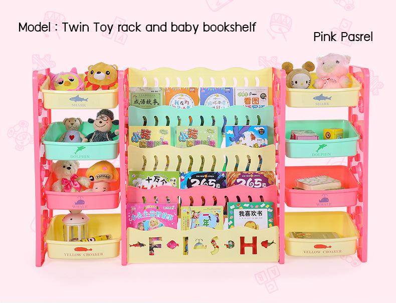 BABY’N GOODS ชั้นวางหนังสือพร้อมชั้นเก็บของเล่น 2 ข้าง