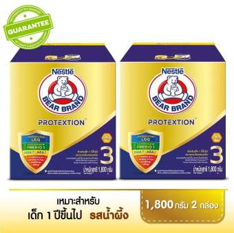 BEAR BRAND 3 Protextion Milk Powder Honey นมผง ตราหมี สูตร 3 นมผงสำหรับเด็ก รสน้ำผึ้ง ขนาด 1800 g. (2 กล่อง)