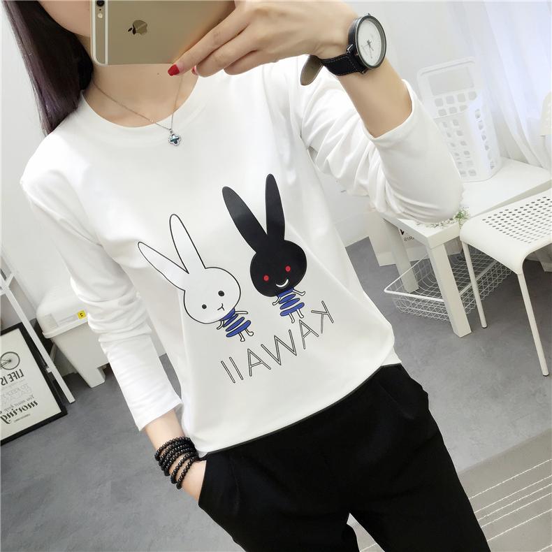 one step เสื้อยืดแฟชั่น ผู้หญิง คอกลม แขนยาวสกรีนลายด้านหน้า (สีขาว) รุ่น 312