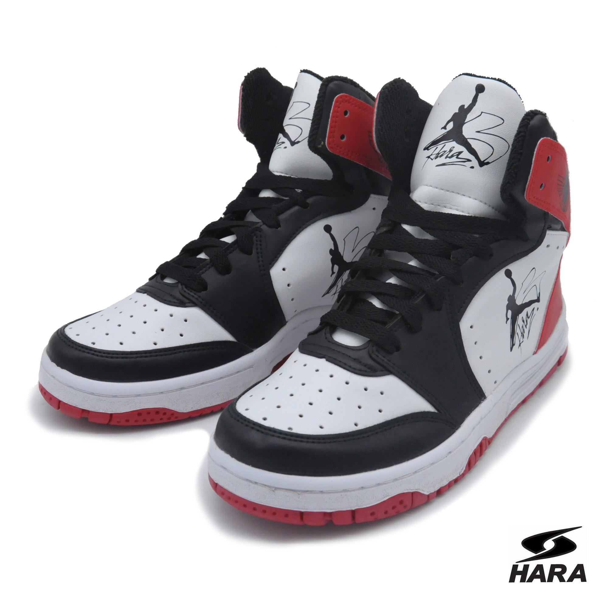 HARA Sports รองเท้าผ้าใบ รองเท้าหุ้มข้อ รุ่น T126N สีขาวแดงดำ HARA Sports รองเท้าผ้าใบ รองเท้าหุ้มข้อ รุ่น T126N สีขาวแดงดำ