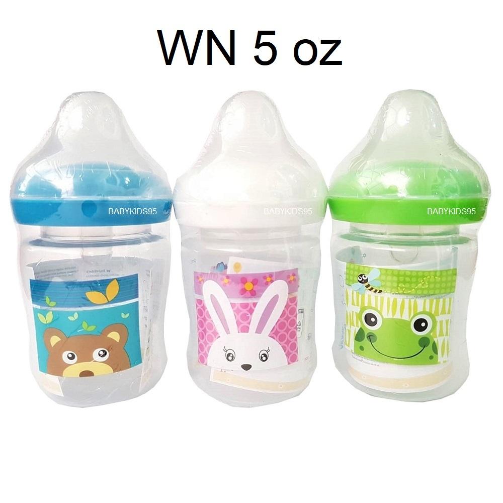 BABYKIDS95 ขวดนม คอกว้าง 5 oz (Pack 3 ขวด) พร้อมจุกนมเสมือน BPA FREE WN