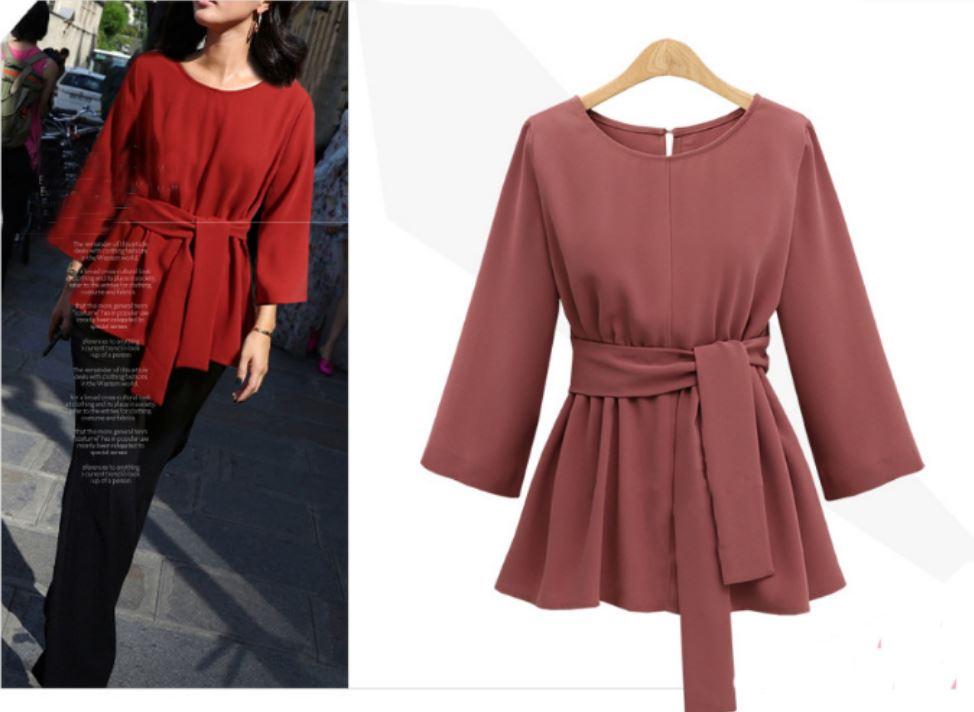 ZASHION เสื้อเชิ้ตผู้หญิงขนาดใหญ่ Premium European Plus Size Blouse Top