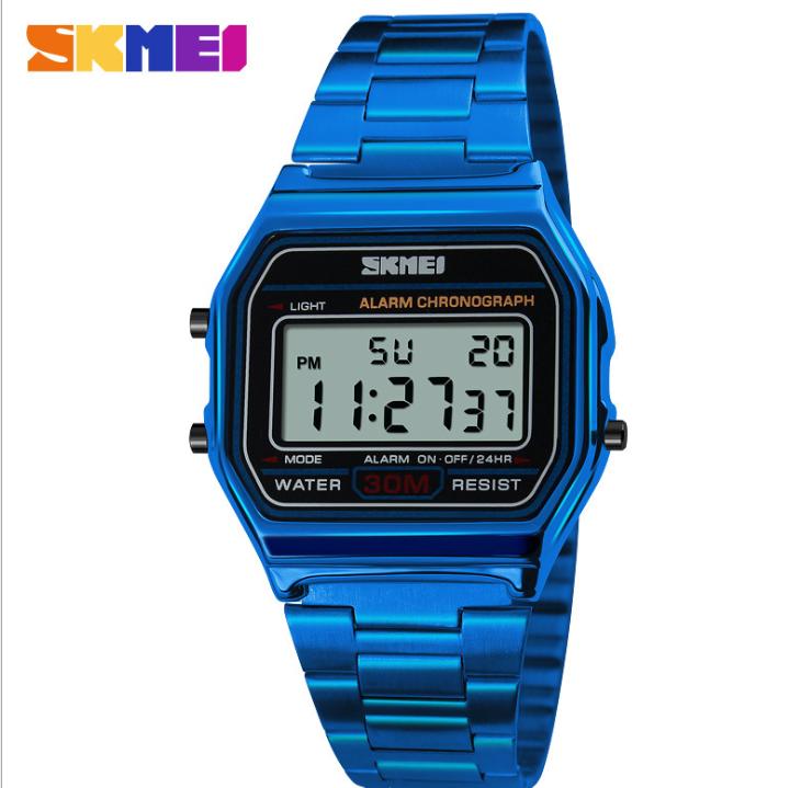 SKMEI ของแท้ 100% สินค้าส่งถึงมือ 1-2วัน นาฬิกาข้อมือผู้หญิง สไตล์ Casual Bussiness Watch จับเวลา ตั้งปลุกได้ ไฟ LED ส่องสว่าง สายแสตนเลส รุ่น SK-M1123