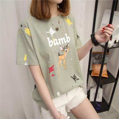 เสื้อยืดแฟชั่นผู้หญิง ผ้าเนื้อหนา ลายกวางน้อยน่ารัก HIGH QUALITY fashionwild เสื้อยืดแฟชั่นผู้หญิง ผ้าเนื้อหนา ลายกวางน้อยน่ารัก HIGH QUALITY fashionwild