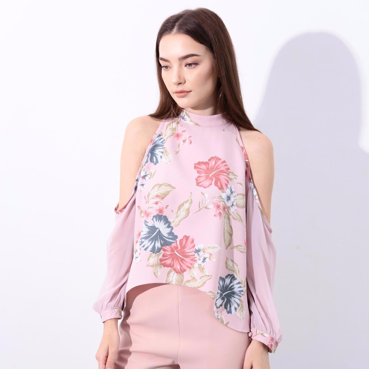 KWANJAI KJdarling - เสื้อคอปีนเปิดไหล่ มีแขนผ้าพริ้ว