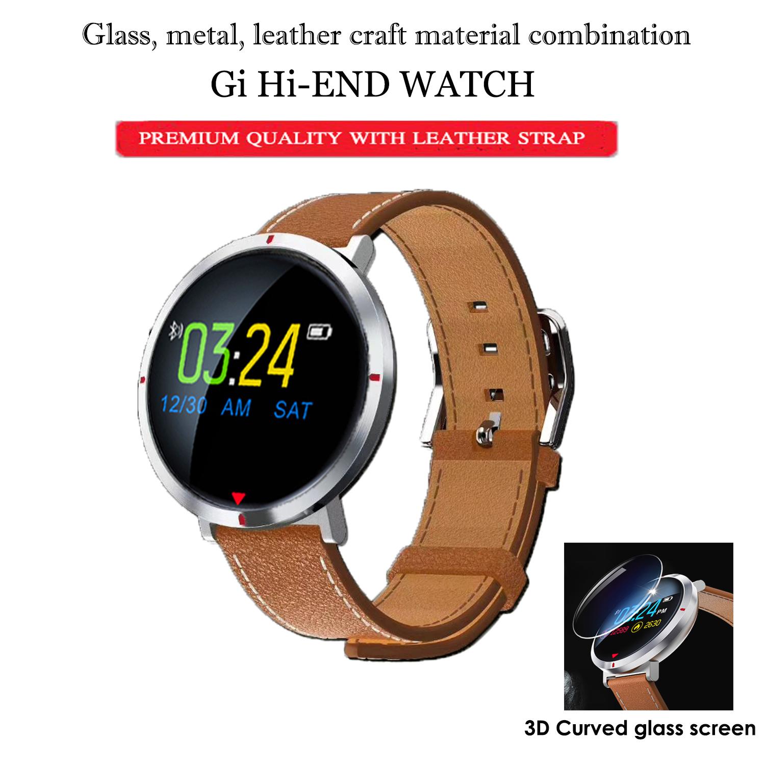Gi hi-end training watch นาฬิกาออกกำลังกายสุดพรีเมี่ยม สายหนัง วัดการเต้นหัวใจ นับก้าว ระยะทาง แคลอรี่ ความดัน วัดค่าออกซิเจนในเลือด อย่างแม่นยำ สั่งการถ่ายรูป แจ้งเตือนการโทร,SMS เชื่อมต่อบลูธูทความเร็วสูง มีรับประกันศูนย์ไทย by G-item