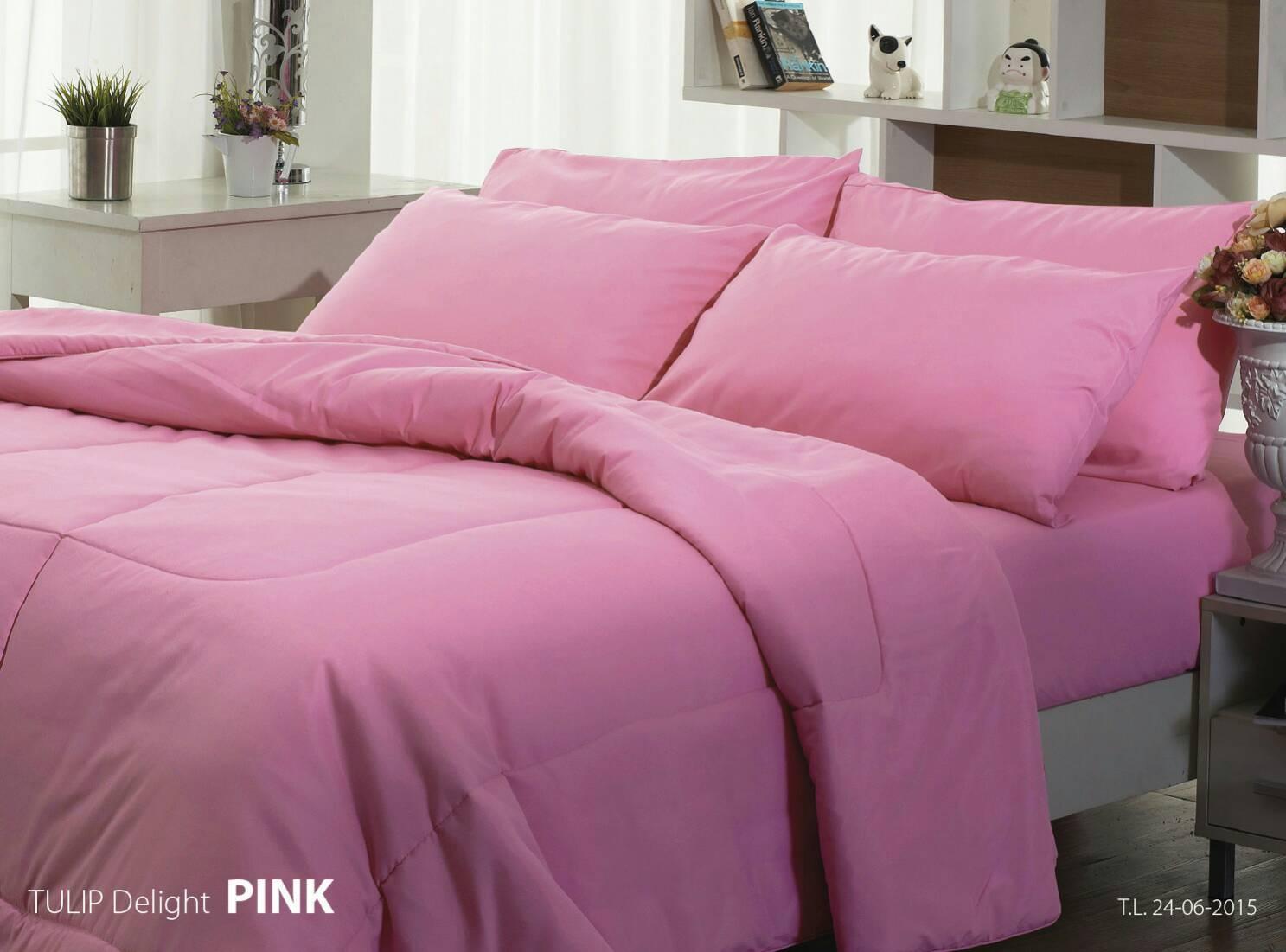 Tulip Delight ผ้าปูที่นอนสีพื้น ขนาด 5ฟุต ไม่รวมผ้านวม (ชุด 5 ชิ้น) รองรับที่นอนหนาถึง 13"
