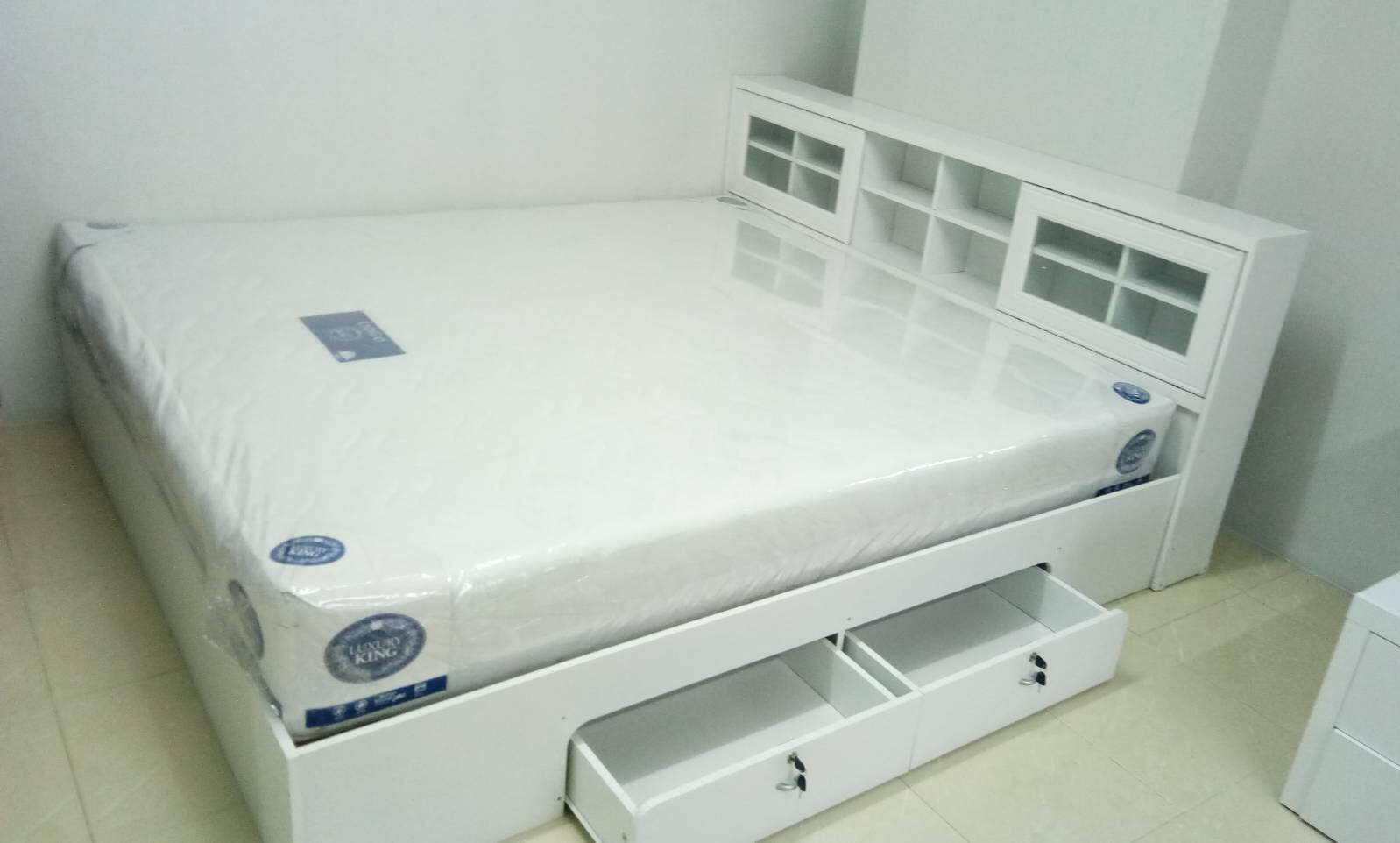 Furnitureddชุด5ฟุตเตียงลิ้นชัก+ที่นอนสปริงหนา9นิ้ว( Furnitureddชุด5ฟุตเตียงลิ้นชัก+ที่นอนสปริงหนา9นิ้ว(