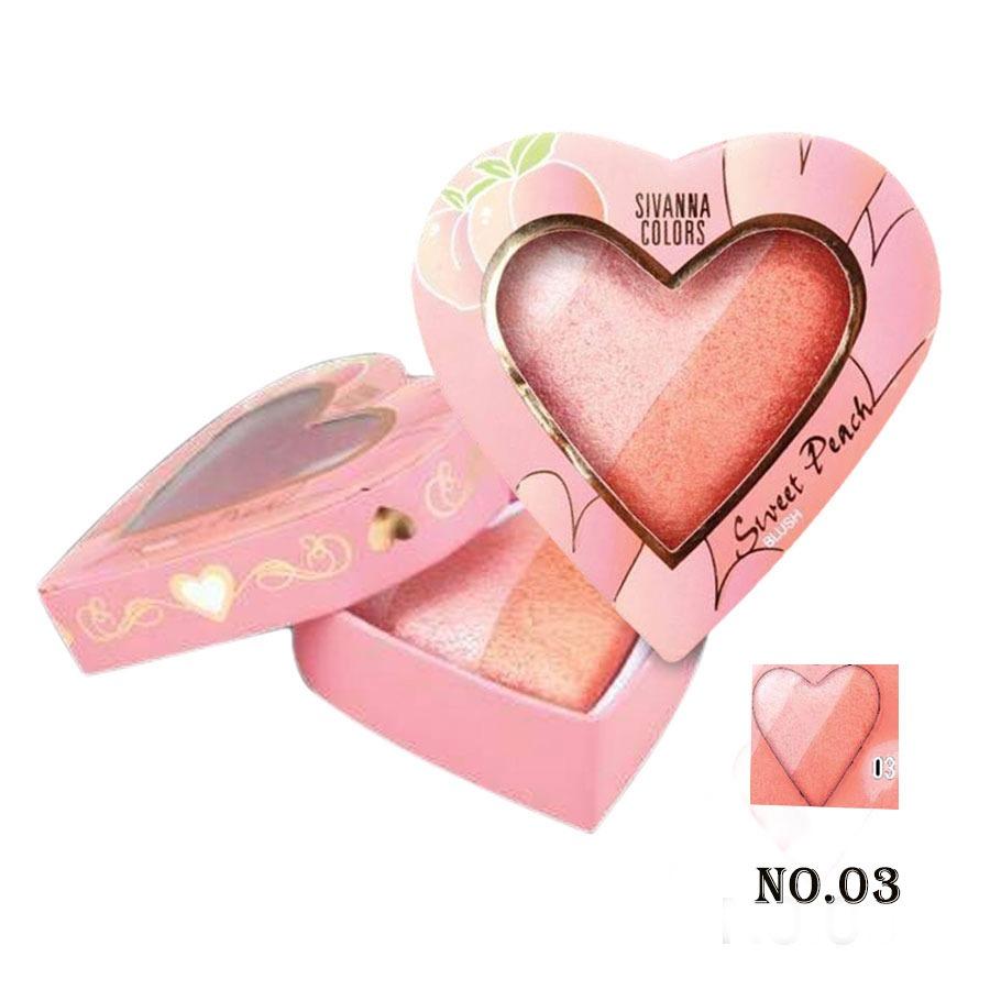 Sivanna colors Sweet peach Blush hf8120 บรัชออนพาเลทรูปหัวใจ 3 เฉดสี (No.03)