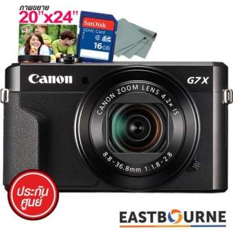 Canon Powershot G7X Mark II 4.2x 20.1mp (Black) + SD Card 16 GB มูลค่า390บาท + คูปองขยายภาพขนาด20"x24" 1ใบ มูลค่า300บาท + ผ้าเช็ดเลนส์ มูลค่า100บาท