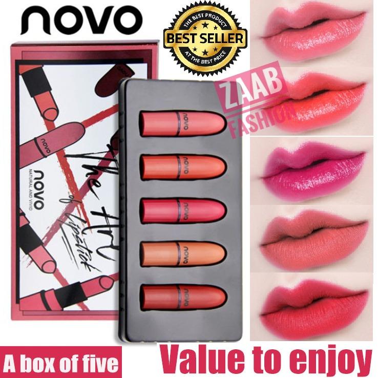 novo mini Lipsticks ของแท้ 100% (zaab fashion)natural and vivid โนโว ลิปสติก เซ็ท5แท่งเล็กครบสี มีมอยเจอร์ไรเซอร์ ติดทน กันน้ำ คุ้มค่าเกินราคา novo แบรนด์ที่ไม่เคยทำให้สาวๆ ผิดหวัง novo mini Lipsticks ของแท้ 100% (zaab fashion)natural and vivid โนโว ลิปสติก เซ็ท5แท่งเล็กครบสี มีมอยเจอร์ไรเซอร์ ติดทน กันน้ำ คุ้มค่าเกินราคา novo แบรนด์ที่ไม่เคยทำให้สาวๆ ผิดหวัง