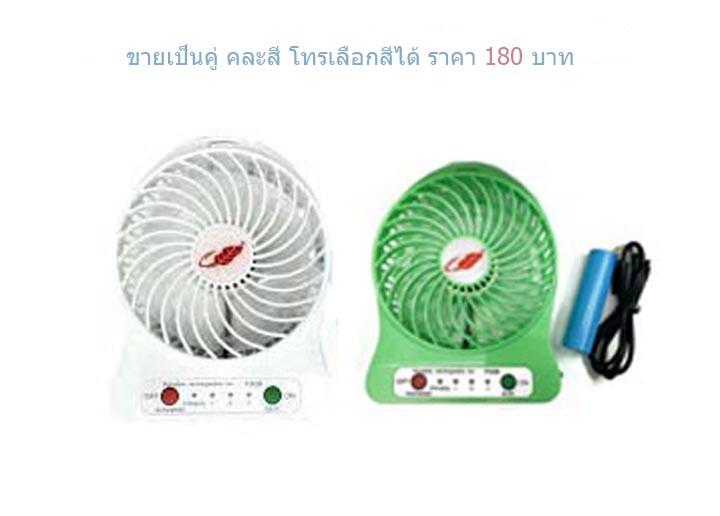 พัดลมเล็ก ตราใบไม้ แพ็คคู่ 2 ตัว (คละสี) โทรเลือกสีได้