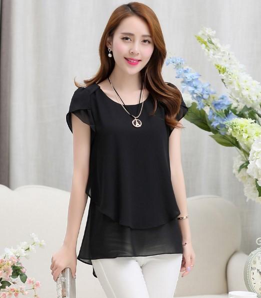 PR33-003 เสื้อสาวอวบ สีชมพู สีน้ำเงิน