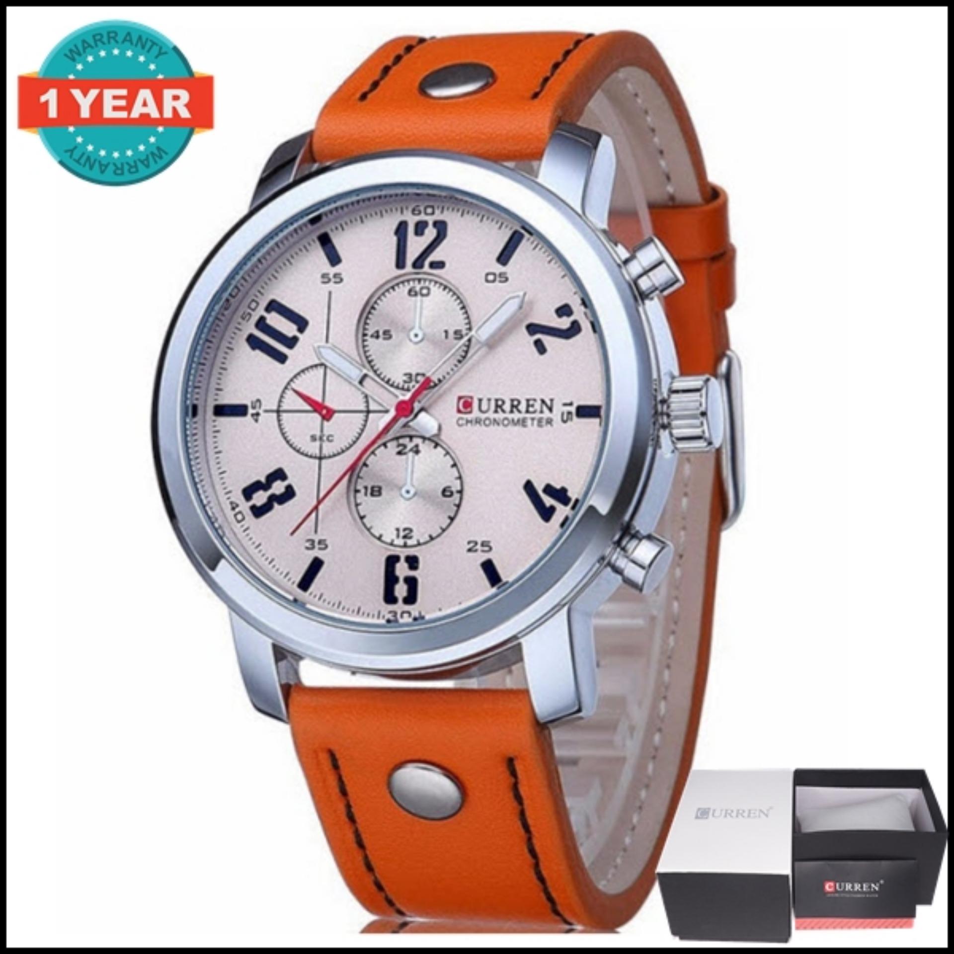 Curren นาฬิกาข้อมือผู้ชาย สีดำ สายหนัง รุ่น C8192พร้อมกล่องนาฬิกา CURREN (Clearance Sale ราคาลดสุดๆ)