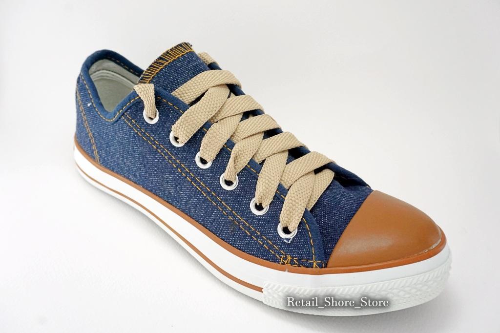 รองเท้าผ้าใบ Converse by Leo รองเท้าผ้าใบแฟชั่น ลีโอ รหัส 955 ยีนส์แทน