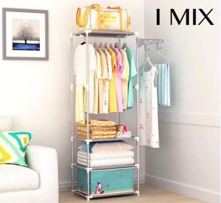 I MIX New coat rack ตู้เสื้อผ้า ราวตากผ้า พร้อมชั้นวาง 4 ชั้น และ ที่แขวนกับตะขอเสริม I MIX New coat rack ตู้เสื้อผ้า ราวตากผ้า พร้อมชั้นวาง 4 ชั้น และ ที่แขวนกับตะขอเสริม