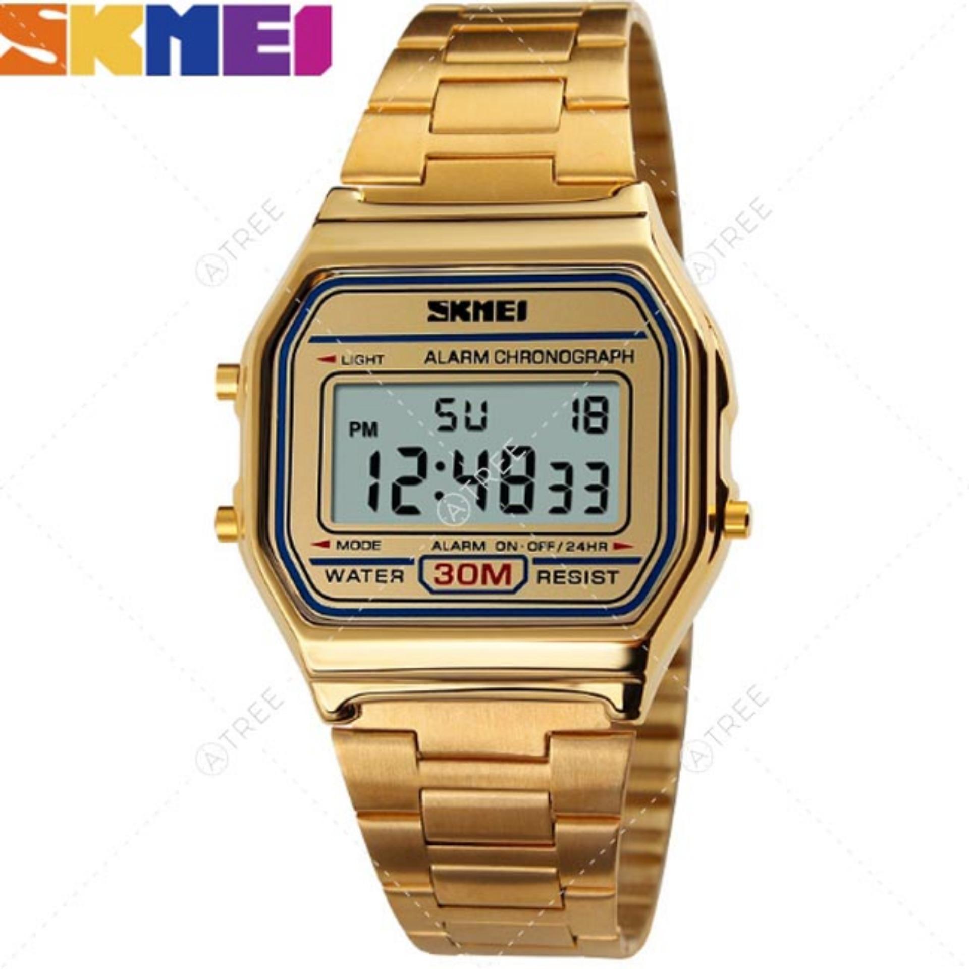 SKMEI ของแท้ 100% ส่งในไทยไวแน่นอน นาฬิกาข้อมือผู้หญิง สไตล์ Casual Bussiness Watch จับเวลา ตั้งปลุกได้ ไฟ LED ส่องสว่าง สายแสตนเลส รุ่น SK-M1123