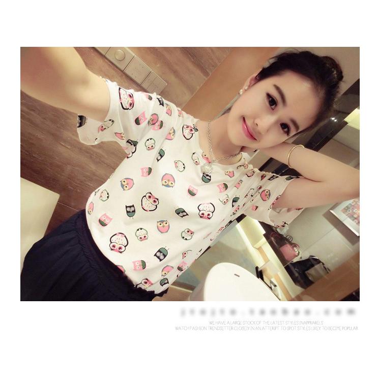 Korea เสื้อยืดแฟชั่น ลายนกฮูกน่ารัก (สีขาว) รุ่น 850 Korea เสื้อยืดแฟชั่น ลายนกฮูกน่ารัก (สีขาว) รุ่น 850