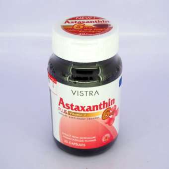 Vistra Astaxanthin 6mg Plus Vitamin E (30 แคบซูล) วิสตร้า แอสตาแซนธิน 6mg พลัสวิตามินอี (30แคบซูล)