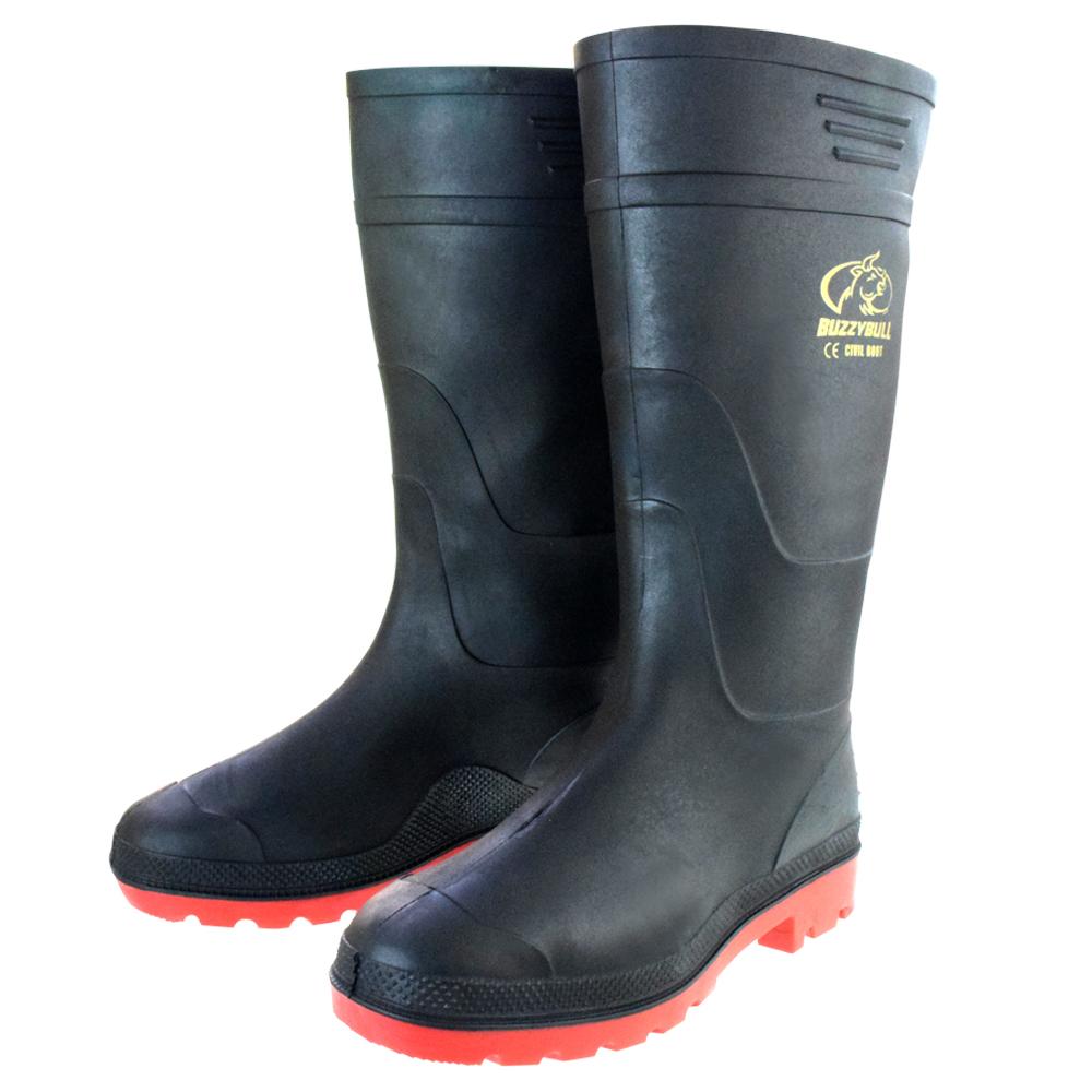 CIVIL BOOT รองเท้าบูท งานก่อสร้าง มีผ้าซับใน บนดำ พื้นแดง พื้นผสมยางไนไตรล์ (size 38-46) CIVIL BOOT รองเท้าบูท งานก่อสร้าง มีผ้าซับใน บนดำ พื้นแดง พื้นผสมยางไนไตรล์ (size 38-46)