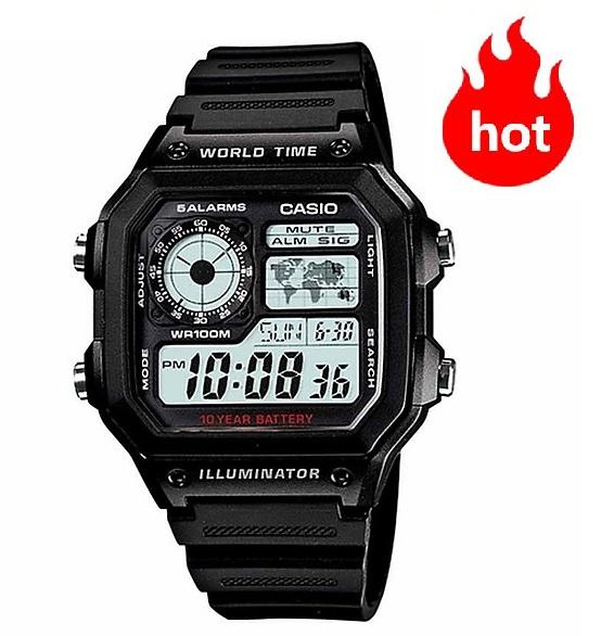 Casio นาฬิกาผู้ชาย รุ่น AE-1200WH-1A สายเรซิ่น สีดำ - มั่นใจ ของแท้ 100% ประกันศูนย์ 1 ปีเต็ม