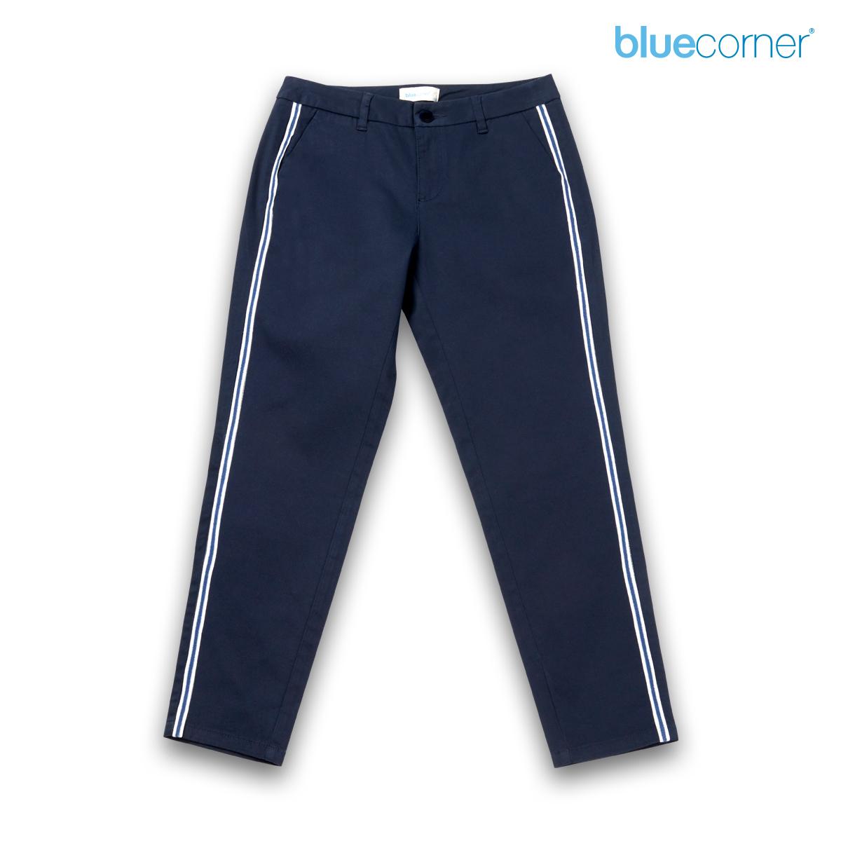 Blue Corner กางเกงขายาว แต่งขอบ สีกรม Blue Corner กางเกงขายาว แต่งขอบ สีกรม