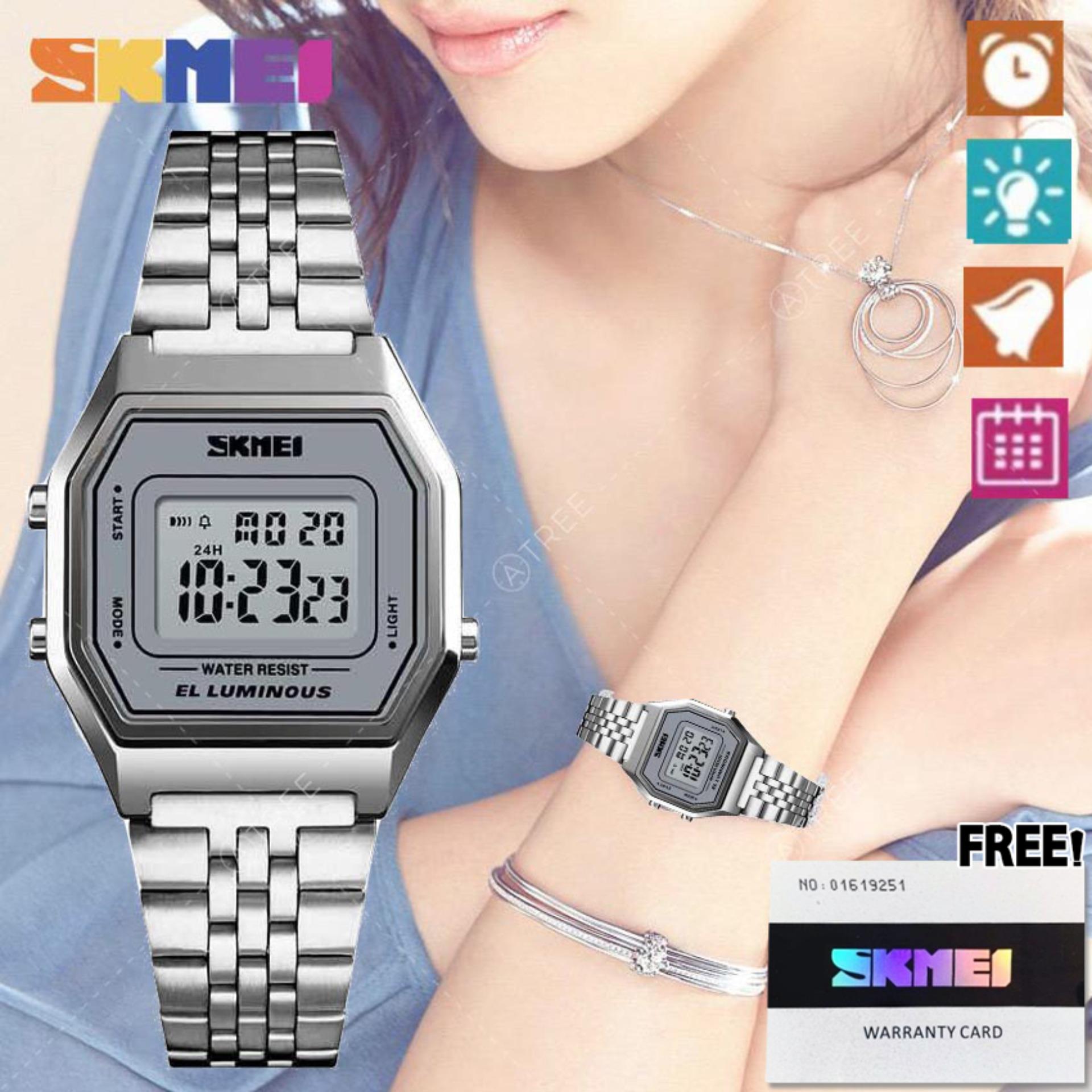 SKMEI ของแท้ 100% ส่งในไทยไวแน่นอน นาฬิกาข้อมือ สไตล์ Casual Bussiness Watch จับเวลา ตั้งปลุกได้ ไฟ LED ส่องสว่าง สายแสตนเลส ฮิตสุด รุ่น SK-M1345