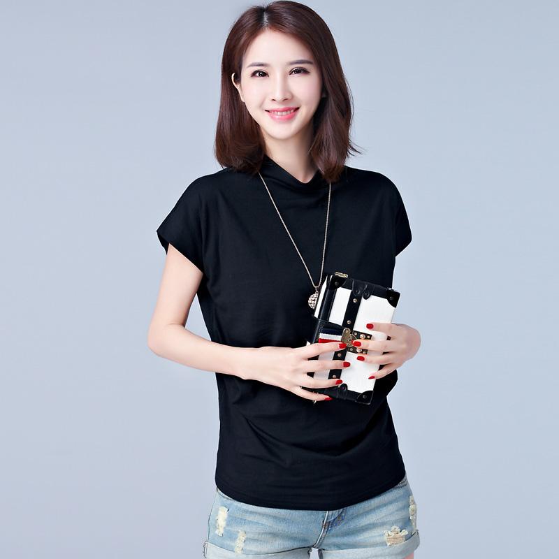 ฤดูใบไม้ผลิและฤดูร้อนฝ้าย100% เสื้อคอเต่าเสื้อรองในหญิงหลวมไซส์พิเศษไซส์ใหญ่พิเศษสไตล์เกาหลีสีเรียบที่เข้าได้กับทุกชุดแขนเสื้อครึ่งแขนเสื้อยืดแขนสั้นเสื้อผ้าสตรี