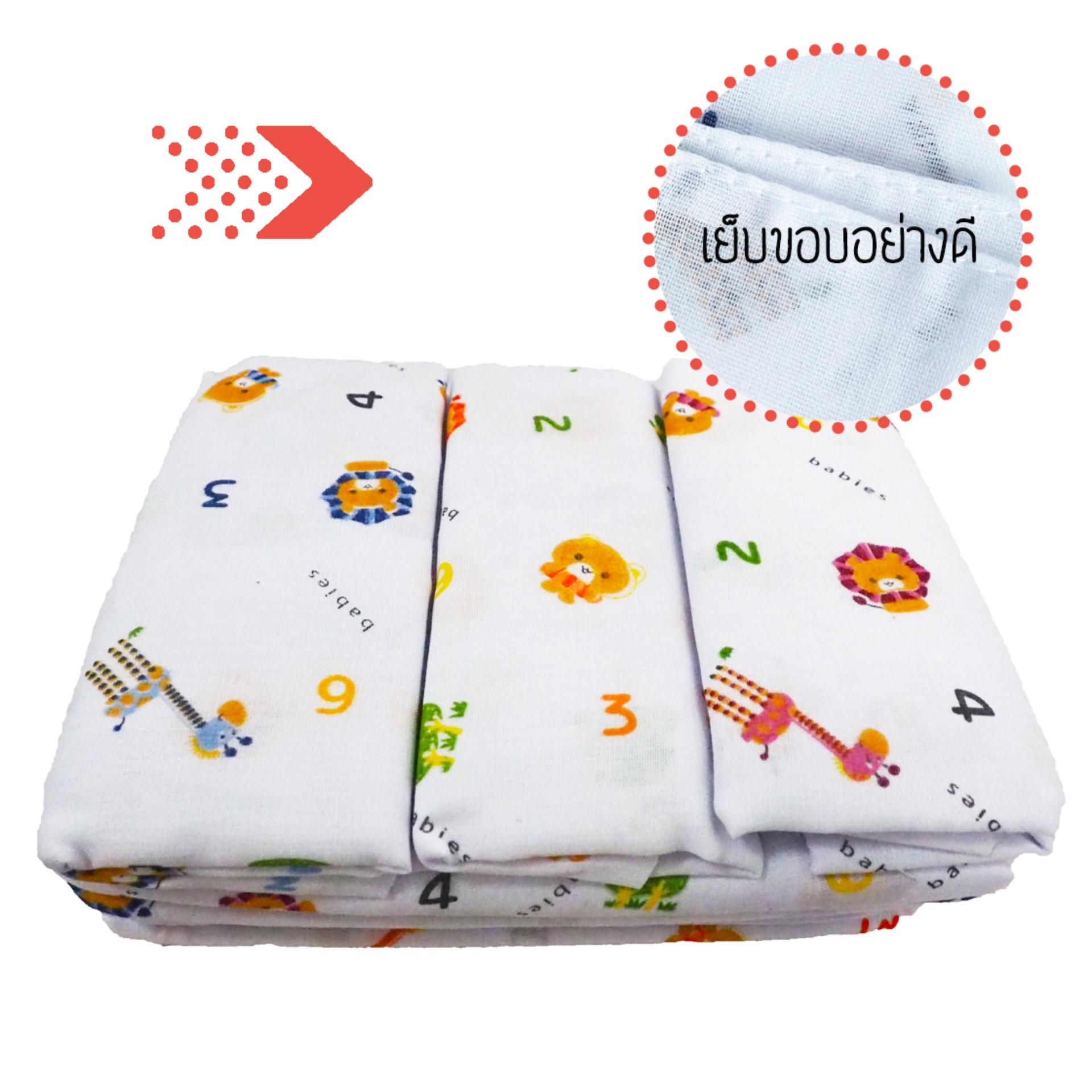 ผ้าอ้อมสาลู 27'' เย็บริม แพ็ค12 ผืน (ลายNumber) ผ้าอ้อมสาลู 27'' เย็บริม แพ็ค12 ผืน (ลายNumber)