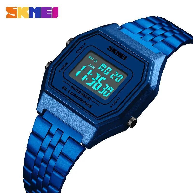 พร้อมส่ง นาฬิกาข้อมือผู้หญิง SKMEI รุ่น 1345 ตั้งปลุก ดูวันที่ จับเวลา พร้อมไฟ LED สายแสตนเลส