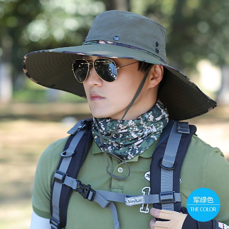 หมวกชายหมวกกันแดดหมวกปีกกว้างชายกลางแจ้งป้องกันรังสี UV จากแสงแดดหมวกกันแดดหมวกตกปลาผู้ชายกันแดดหมวกลำลอง