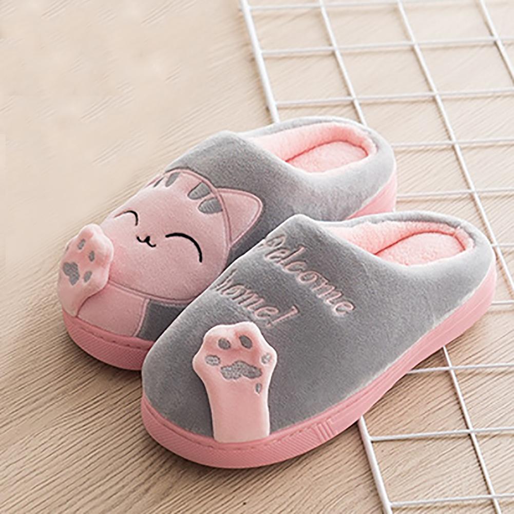 Broadfashion น่ารักตุ๊กตาการ์ตูนแมวบ้านรองเท้าแตะห้องนอนที่อบอุ่นสตรีในร่มชั้นรองเท้า