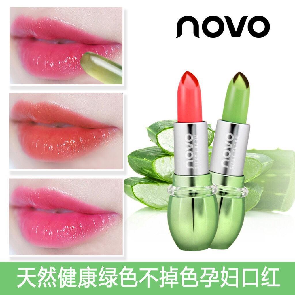 ลิปเจลว่านหางโนโว Novo Lip Aloe Vera Translucent Do Not Fade Lipstick ลิปเปลี่ยนสี