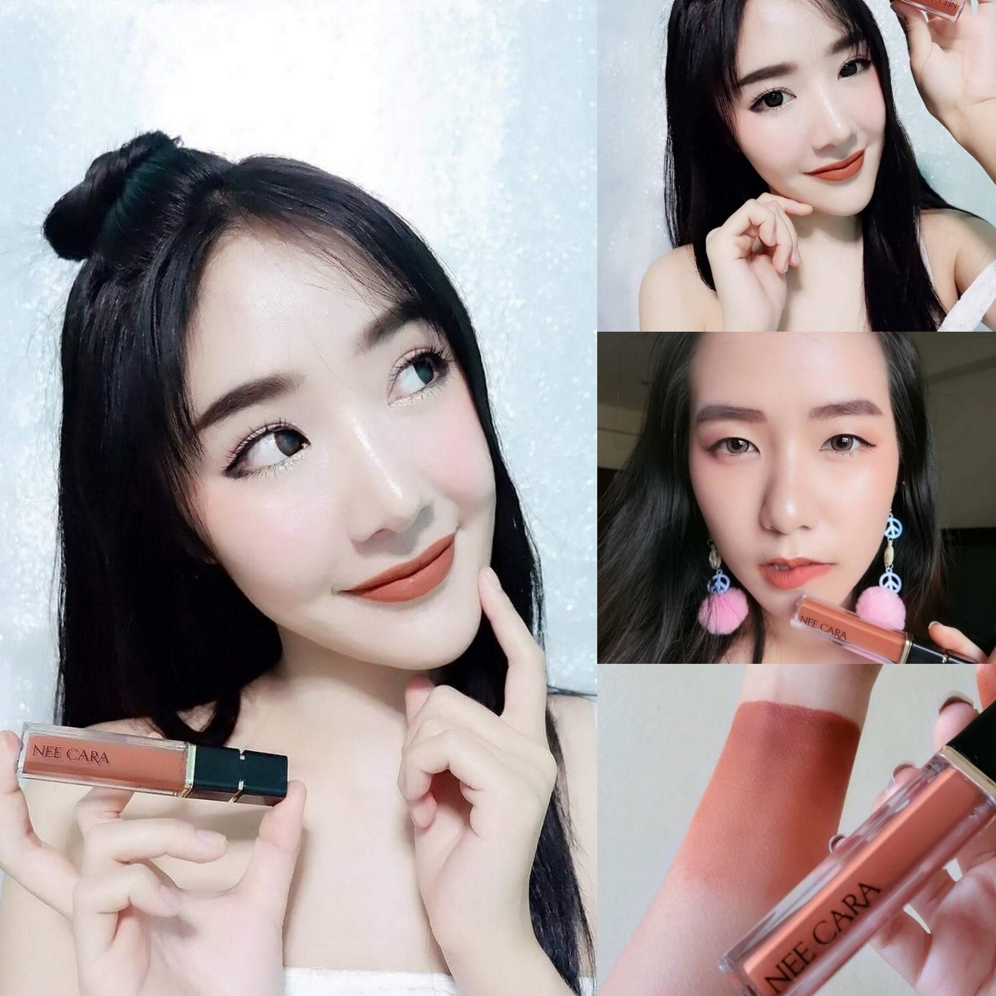 Neecara water shine liquid lipstick เบอร์ 08 สีส้มอิฐ มันธรรมชาติมาก สวยน่ารักเว่อร์วัง