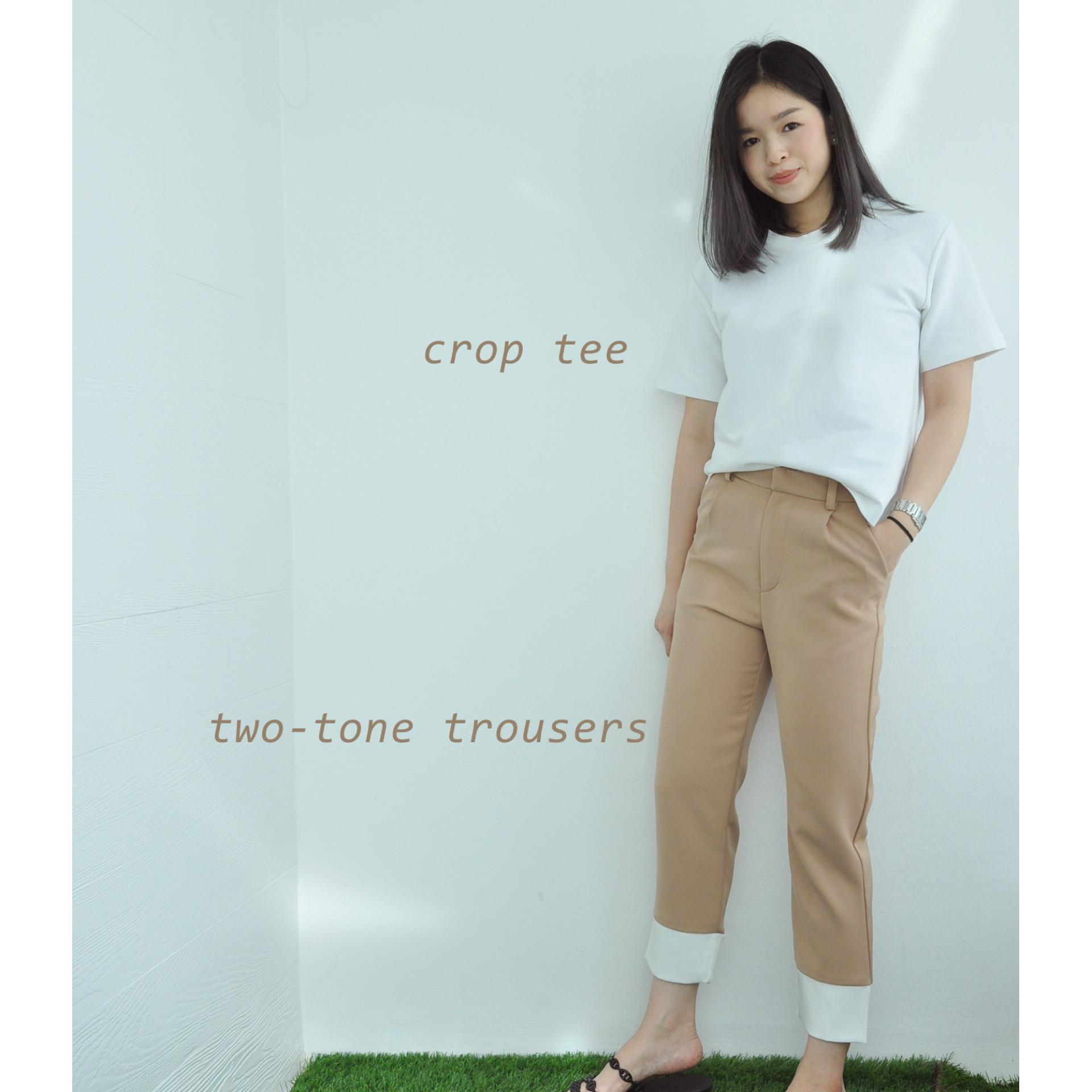 กางเกง5 ส่วน Basics & Neutrals 2tone Tapered Pants