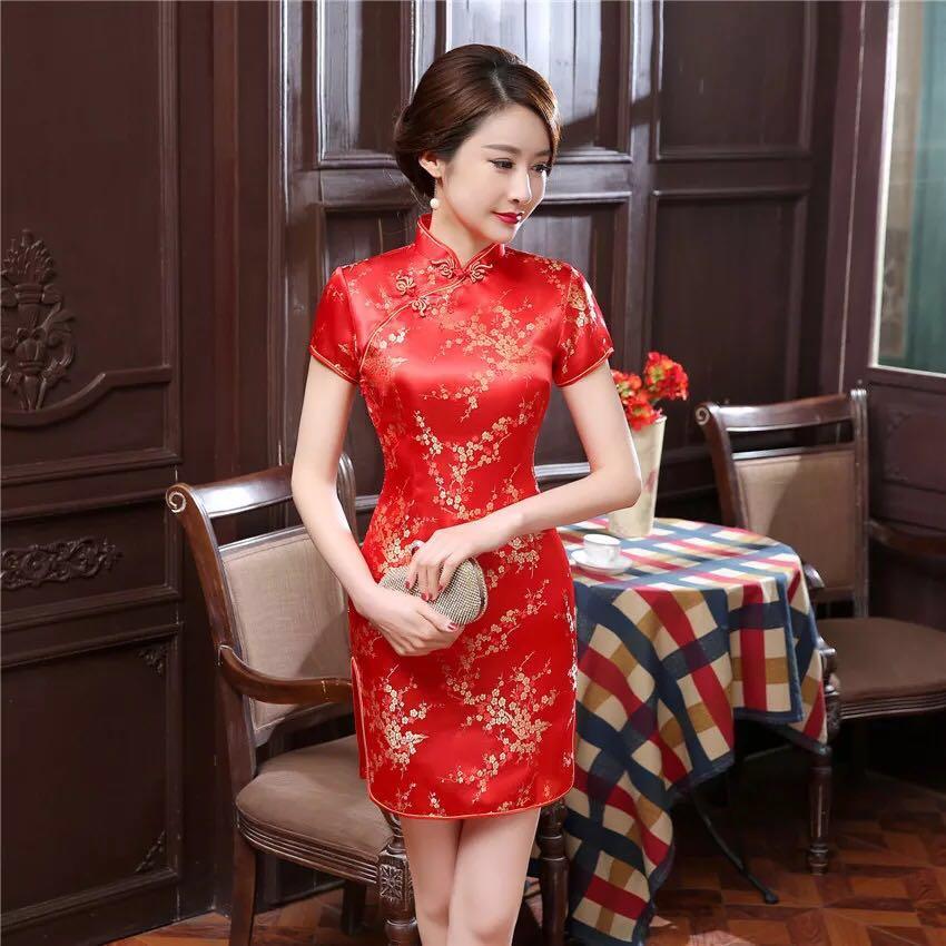 ชุดเดรสสั้น Cheongsam Plum blossom