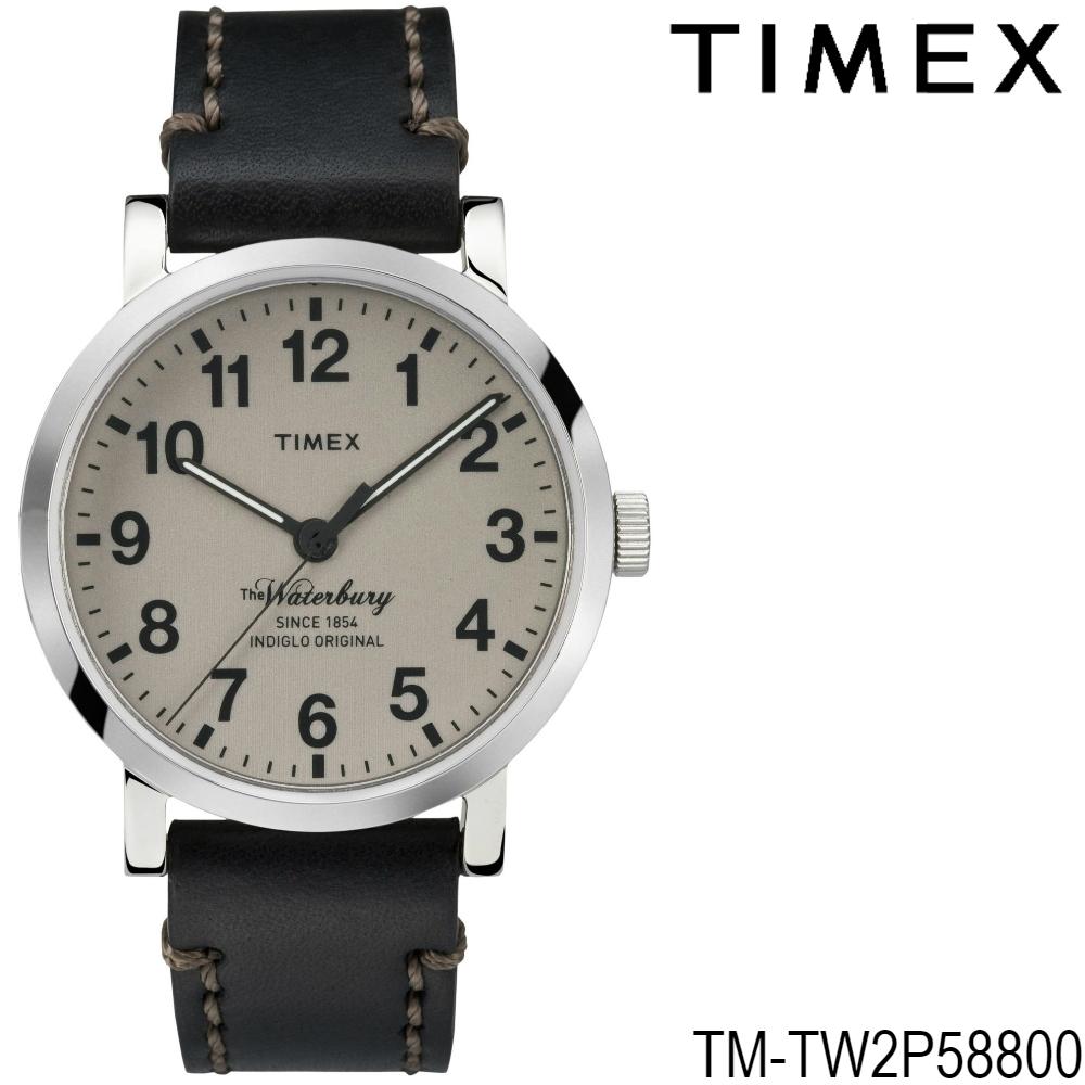 Timex TM-TW2P58800 นาฬิกาข้อมือผู้ชาย สายหนัง สีดำ
