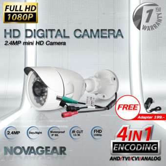 HD Digital Camera Full HD 1920X1080 กล้องวงจรปิด CCTV Bullet IR-Camera 2.4 ล้านพิเซล / 4in1 Analog / AHD / TVI / CVI คมชัดทั้งกลางวันและกลางคืน / Smart IR LED / IR CUT กล้องกันน้ำ Waterproof IP66 กล้องทรงบูลเล็ท Bullet Camera ฟรี Adapter
