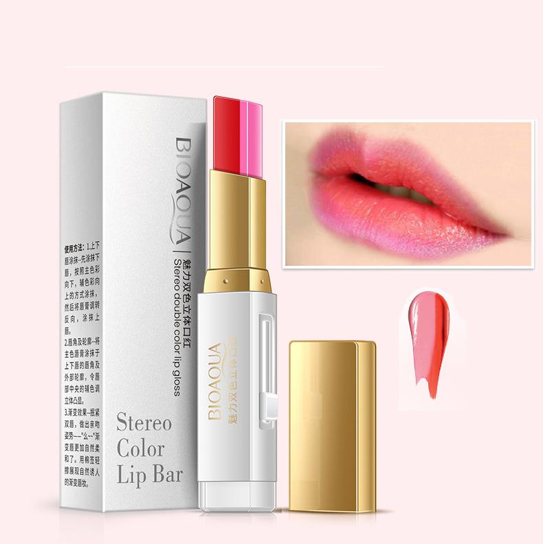 Bioaqua Stereo Color Lip Bar #03 สีส้ม-ชมพู ลิปสติก 2 สีในแท่งเดียวสุดเก๋ 1 ชิ้น