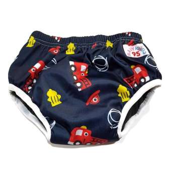 BABYKIDS95 Day Pant ชาโคล ผ้าอ้อมเอวสวม กันน้ำ Size L รอบเอว 16-26 นิ้ว (Dark Blue-Firer Truck)