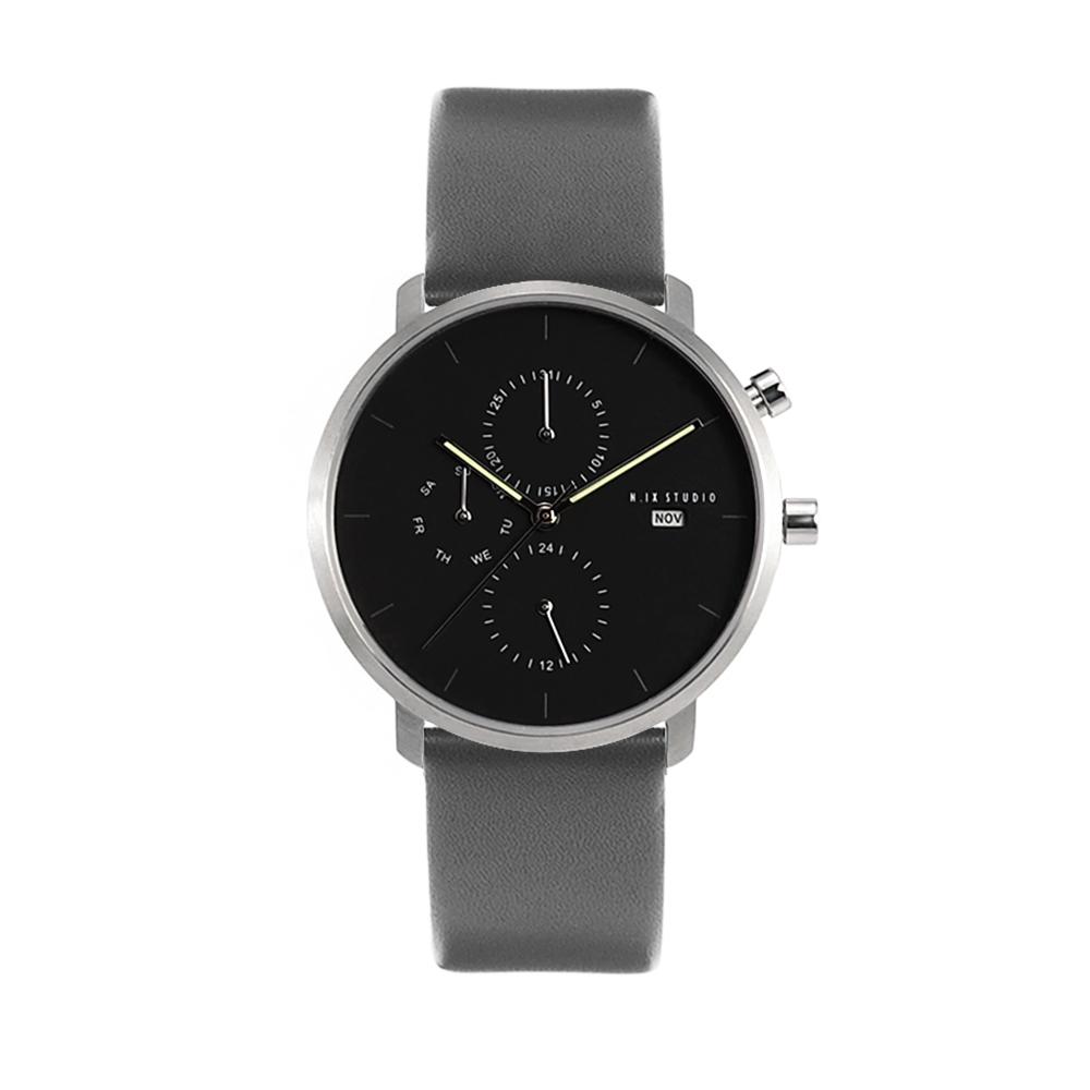N.IX STUDIO นาฬิกาข้อมือ รุ่น Monochrome classic Onyx/Leather