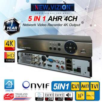 เครื่องบันทึกภาพ สำหรับระบบวงจรปิด 4 ช่อง,1080P Full HD รองรับ 4K Output, รองรับความละเอียดกล้อง 4 ล้านพิกเซล ระบบ ONVIF, P2P ดูออนไลน์ผ่านแอพ, เข้ากันกับกล้อง Dahua/ Hikvision/ Watashi/ Fujiko/ Belko/ Bosch/ AVTech/ Panasonic/ Amorn/ Longse และอื่นๆ
