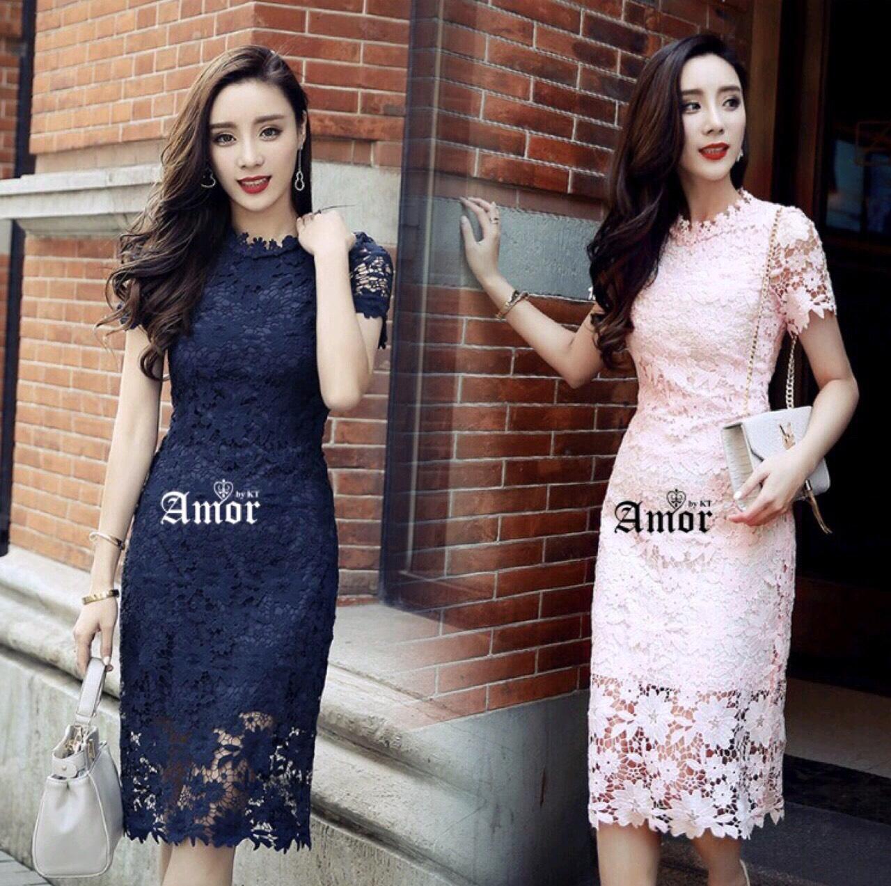 M-3XL // Amor ชุดเดรสลูกไม้ทรงเข้ารูป Korea Style ทรงเป๊ะปังเว่อร์ เนื้อผ้าเกรดดี๊ดี Premium Quality