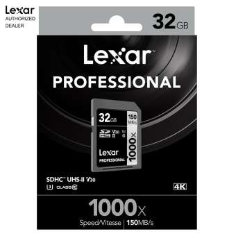 Lexar Professional 1000x 32GB SDHC/SDXC UHS-II cards (Up to 150MB/s Read)