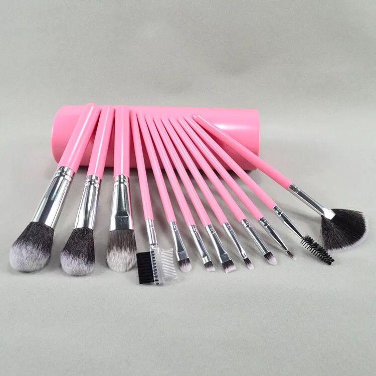 korea new ชุดแปรงแต่งหน้า brush set พร้อมกระบอกแปรง set 12 ชิ้น (pink)