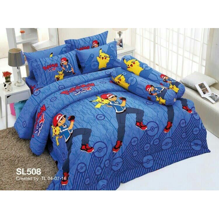 Tulip ชุดผ้าปูที่นอน รวมผ้านวม ลาย โปเกม่อน pokemon สีฟ้า รุ่น SL508