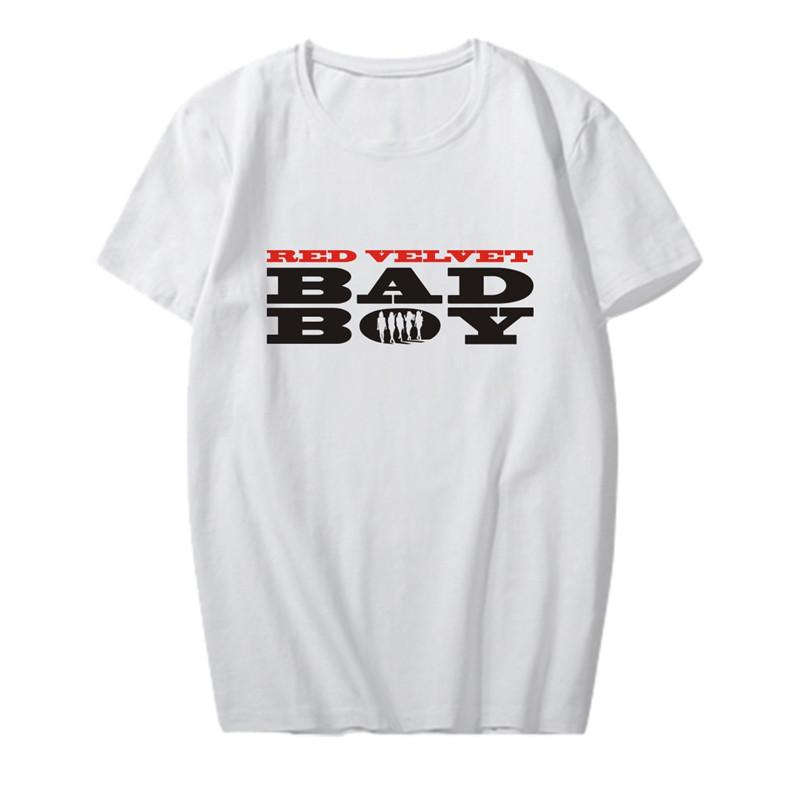 สีแดงกำมะหยี่อัลบั้มแบดบอย IRENE JOY SEULGI WENDY YERI KPOP O - Neck ผ้าฝ้ายฮิปฮอป K-POP TShirt T เสื้อเชิ้ตแขนสั้นเสื้อยืด PT751