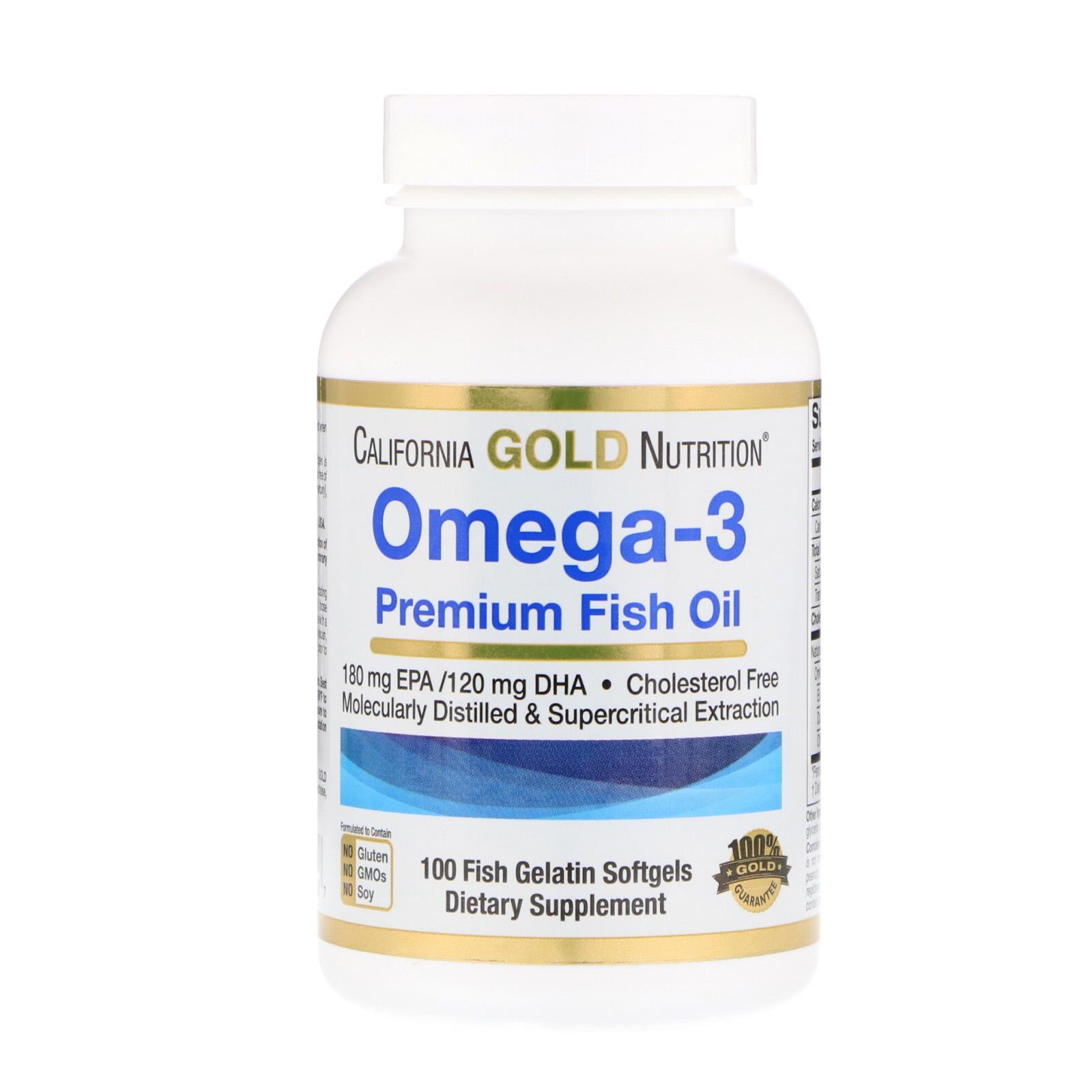 California Gold Nutrition Omega-3 Premium Fish Oil 100 Fish Gelatin Softgels (โอเมก้า 3 น้ำมันปลาพรีเมี่ยม 100 แคปซูล)
