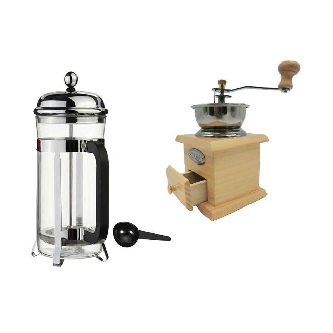 pong shop แก้วชงกาแฟแบบลูกสูบหรือแบบกด French Press 350 ml พร้อมที่บดกล่องไม้มือหมุน pong shop แก้วชงกาแฟแบบลูกสูบหรือแบบกด French Press 350 ml พร้อมที่บดกล่องไม้มือหมุน